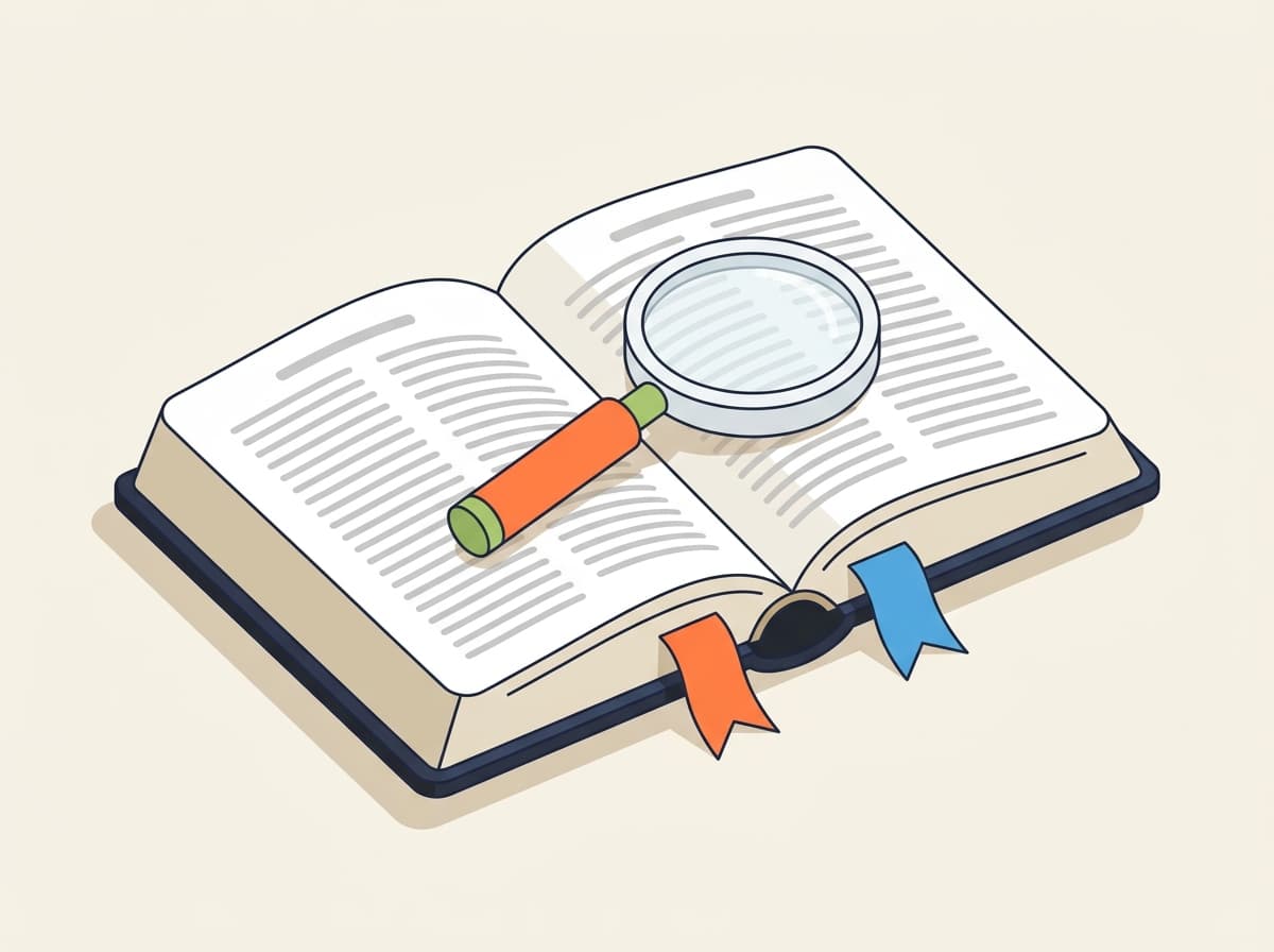 Büyüteçle incelenen açık kitap